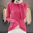 thumbnail image 2 of Women's Clothing Pullover Knit Top Casual Minimalist Spring Summer Sweaters Oversized Sweater Soft Long Sleeve Round Neck Comfortable Tops Loose Fit Solid Color Basic For Fall Winter, 2 of 4