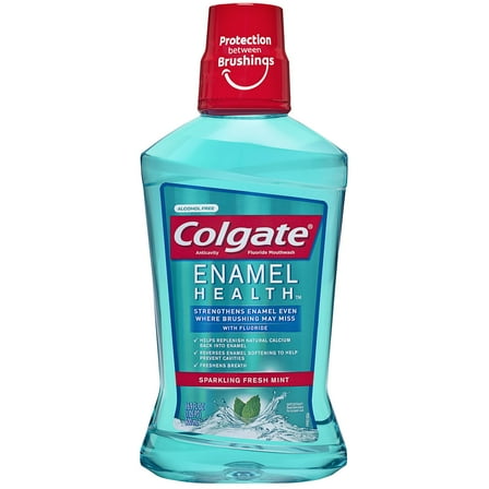 Colgate Enamel Health Anticavity Fluoride Sparkling Fresh Mint Mouthwash, 16.9 Ounce Packaging May Vary