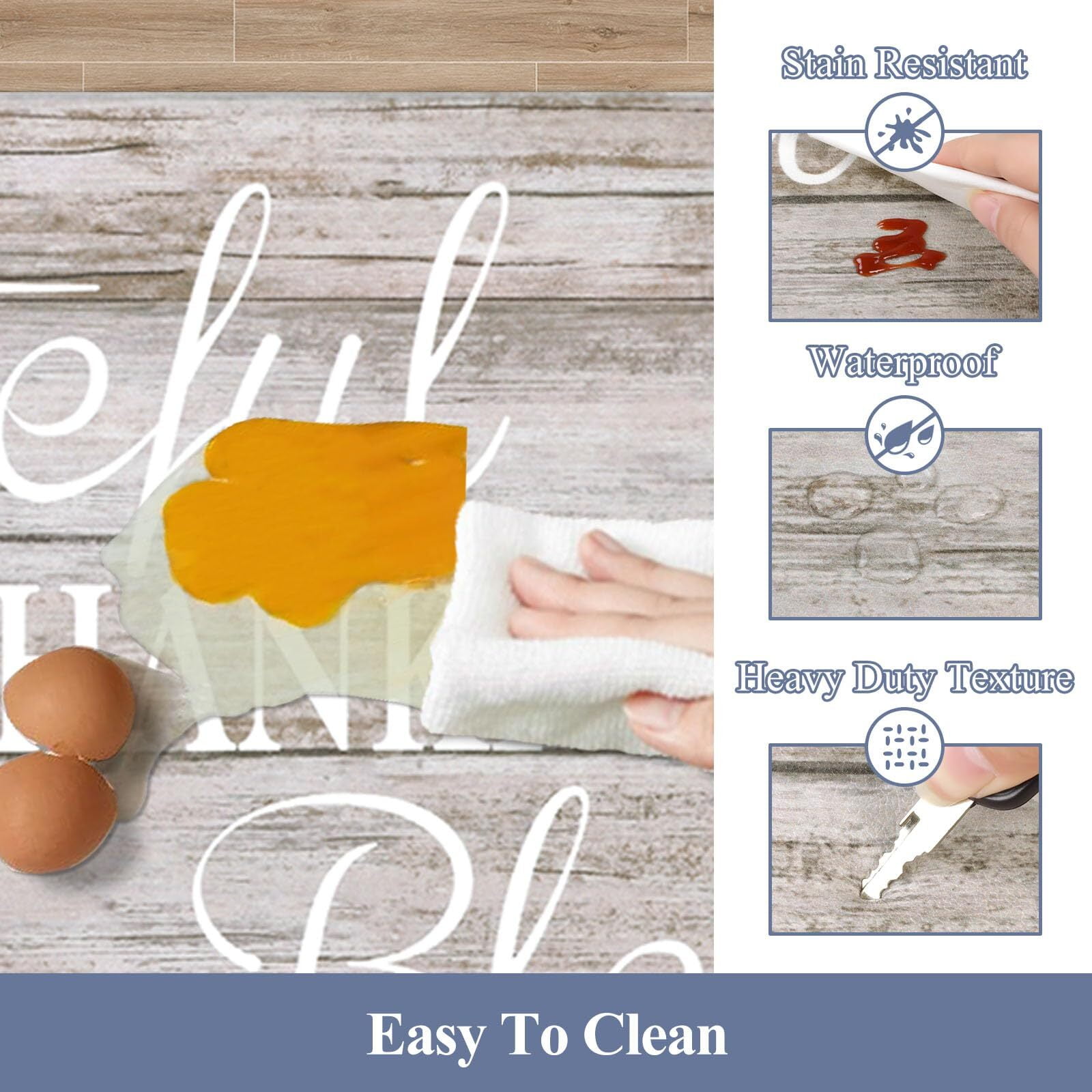Findosom 2pcs Brown Kitchen Rug Set,18"x30"+18"x47" Non-slip Anti-Fatigue Kitchen Mats Farmhouse Waterproof Kitchen Runner,Ergonomic Comfort Cushioned Standing Mat for Floor,Home,Office,Sink,Laundry