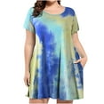 thumbnail image 1 of EQWLJWE Robes pour Femmes Été Ample Décontracté Grande Taille Confortable Col Rond Imprimé Fleuri Bretelles à Franges Robe de Soirée, 1 of 5