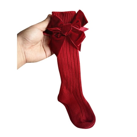 

Douhoow 0-3Y Baby Girl Cotton Socks Soft Winter Warm Solid Color Knee High/Crew Socks