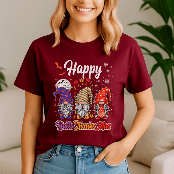 Happy Hallothanksmas Tshirt, Halloween Thanksgiving Christmas Shirt, Holiday Season Tee, Turkey Gift, Vintage Ghost ,Merry Christmas