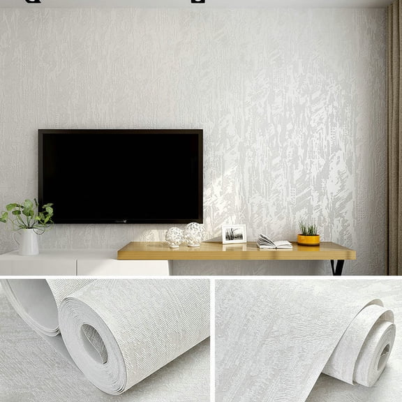 Zhuge 1 Roll 31 ft×21 in Embossed Textured Non-Adhesive Wallpaper, Durable Traditional Paper Wall Covering for Bedroom, Kitchen & Living Room (Not Peel and Stick), Light Grey A