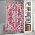 thumbnail image 3 of Vintage Ethnic Style Fabric Shower Curtain Medieval Pink Retro Flower Turkish Texture Washable Shower Curtains for Bathroom, Waterproof Bath Curtain with Hooks Home Decor 36x72in, 3 of 8