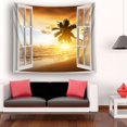 thumbnail image 2 of EREHome Open Window Beach Beautiful Sunset Beach Tapestry Polyester Fabric Tapestries Wall Art Hanging 60x80 Inches, 2 of 3