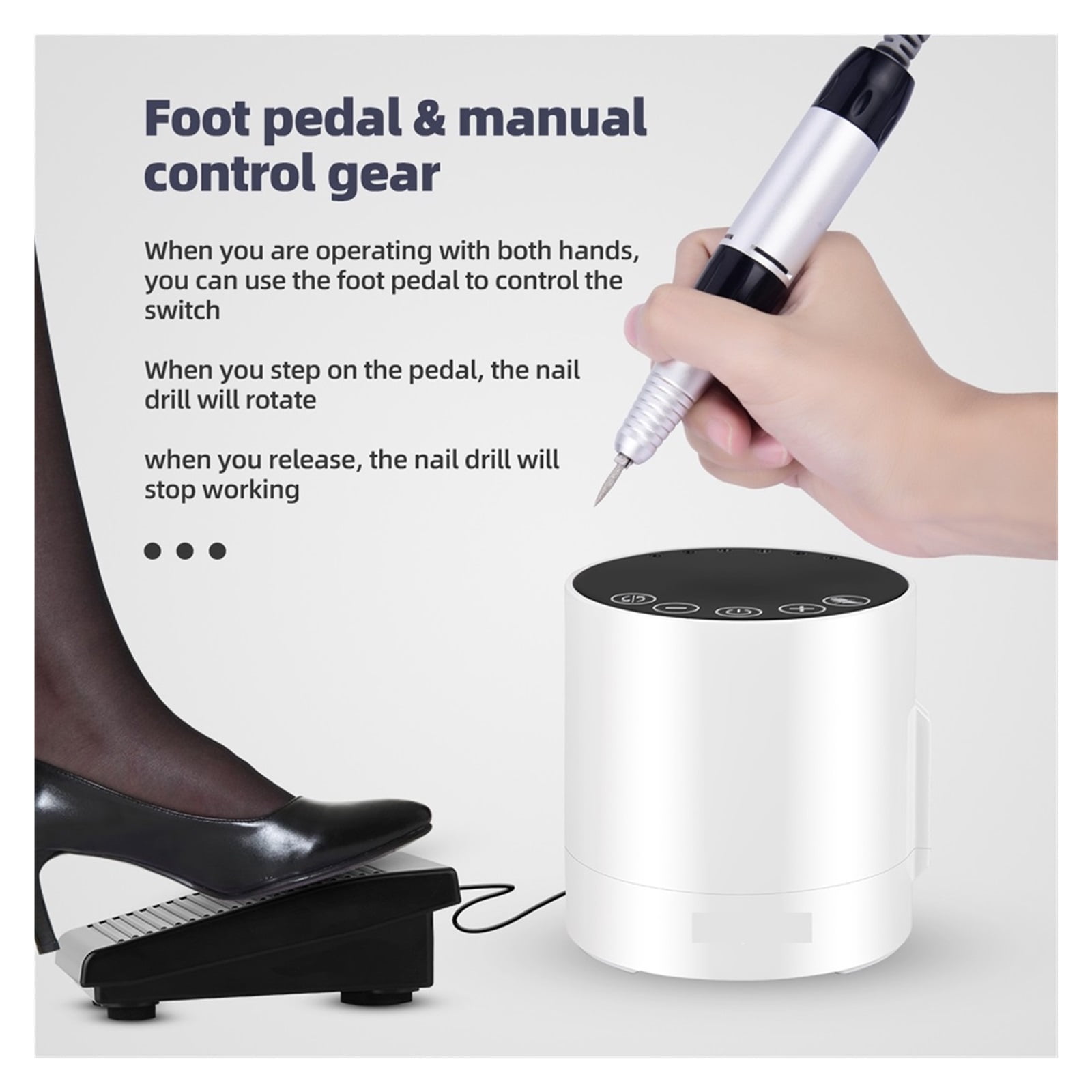 35000RPM Nail Drill Machine, LED Display Electric Nail Sander, Adjustable Speed Mill For Manicure With Foot Pedal Nail Tool