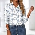 thumbnail image 5 of felwors Button Down Shirt for Women 3/4 Sleeve Blouses Floral Printed Tops Business Casual Work Outfits (Sky Blue, XL), 5 of 8