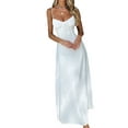 thumbnail image 2 of Boho Flowy Slit Lace Up Dresses for Women Going Out A Line Casual Sundress White S, 2 of 5