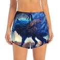 thumbnail image 4 of Lsque Moonlit Blue Wolf Printed Women's Running Shorts with Liner Pockets,Elastic Quick Dry Workout Athletic Gym Yoga Shorts,Womens High Waist Shorts-, 4 of 9