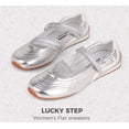 thumbnail image 4 of LUCKY STEP Ballet Flats Mary Jane Fashion Sneakers Elastic Strap Dressy Casual Shoes,Silver,Womens, 4 of 10