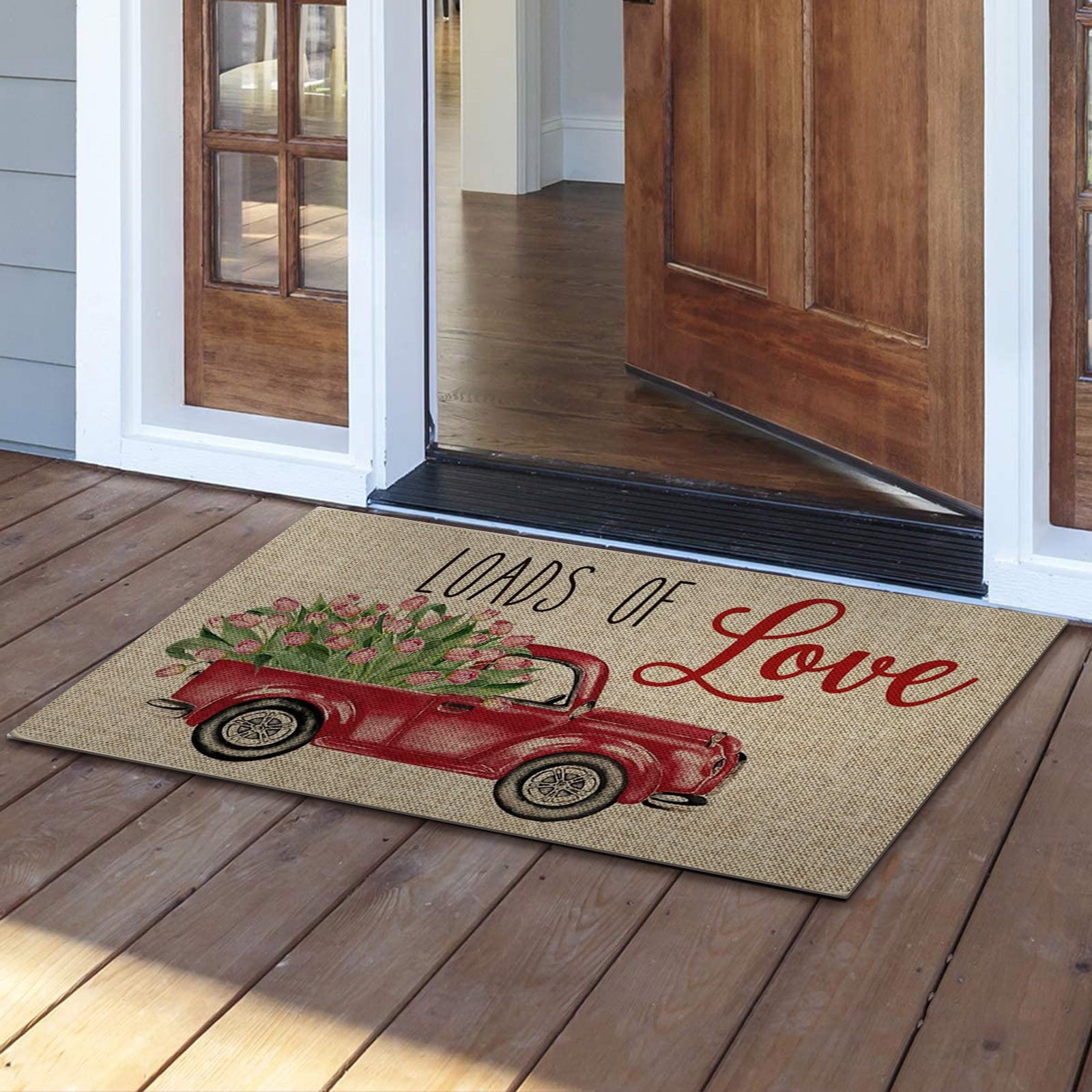 Clearance！Holloyiver Valentines Day Door Mat,Valentines Hearts Truck