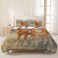 thumbnail image 3 of Quilts Twin Size Bedding Set, Country Horses Lightweight Quilted Comforter, Wildlife Pastoral Forest Grassland Soft Reversible Bedspread Coverlet with Pillow Covers for All Season, 68" x 86", 3 of 9