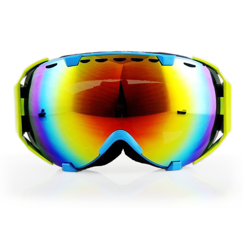 Ediors Windproof Snowmobile Ski Snow Goggles Eyewear Anti Fog Double Lens All Mountain UV Protection (105-7, Revo Red) by Ediors