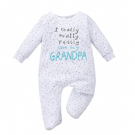 

ZIZOCWA Rompers for Baby Boy Baby Boys Girls Letter Cute Cartoon Print Long Sleeve Cotton Romper Jumpsuit Outfit Easter Baby Boy Clothes Footless Paja Blue3M