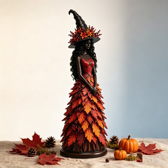 Enchanted Autumn Halloween Witch Figurine, 12.2in Seasonal Witch, Golden Harvest | Seasonal Decor, Shelf Sitter, Autumn Theme, Witch Design, Decorative Figurine