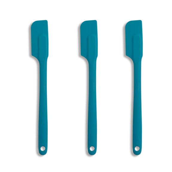 Mrs. Anderson’s Baking Silicone Slim Spatula, Flexible And Nonstick, One-Piece Design, Turquoise Blue, Set Of 3, For Mixing, Folding, Scraping, Baking, And Cooking
