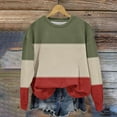 thumbnail image 2 of UAMVSH Women Casual Long Sleeve Sweatshirts Soft Crew Neck Color Block Pullover Tops Oversized Printed Basic Fall Outfits(XX-Large,Army Green), 2 of 3