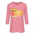 thumbnail image 4 of HOMBOM Womens Graphic T-Shirts 3/4 Sleeve Graphic Tees Retro 1996 Print Pink Lightweight Crew Neck Tops for Young Woman Summer, 4 of 4