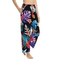 thumbnail image 2 of Sigee Tropical Palm Leaves Print Women's Soft Pajama Pants - Breathable and Comfortable Lounge Sleep Bottoms with Elastic Waistband and Pockets-Large, 2 of 9