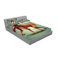 thumbnail image 2 of Ambesonne Geometric Fitted Sheet & Pillow Sham Set, Polygonal Wild Monkey, Full, Forest Green Orange, 2 of 2