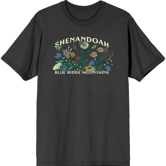 Elevation 7573 Shenandoah Wildflowers Charcoal Men's Crew Neck Short Sleeve Tee-Medium