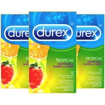 Durex Tropical Flavors Flavored Premium Condoms, 12 ct (Pack of 3)