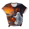 thumbnail image 5 of Women's Halloween Shirts Short Sleeve Crewneck Graphic Tees Ghost Pumpkin Print Casual Fall Tops Novelty Holiday Party Blouses Lightweight Comfortable Apparel, 5 of 5
