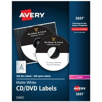 Avery CD Labels, Permanent, 250 CD Labels & 500 Spine Labels (5697)