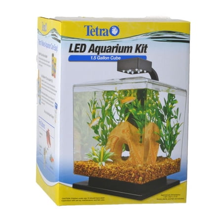 Tetra LED Glass Aquarium Kit - Black 1.5 Gallon - (7.25" x 8.5" x 11.5"), Great First Fish Aquarium