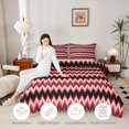 thumbnail image 3 of Homewish Red Black Boho Stripes Queen Comforter Set,Minimalist Tribal Geometric Comforter Sets Queen,Light Gray Reversible,3 Pieces,1 Comforter and 2 Pillowcases, 3 of 7