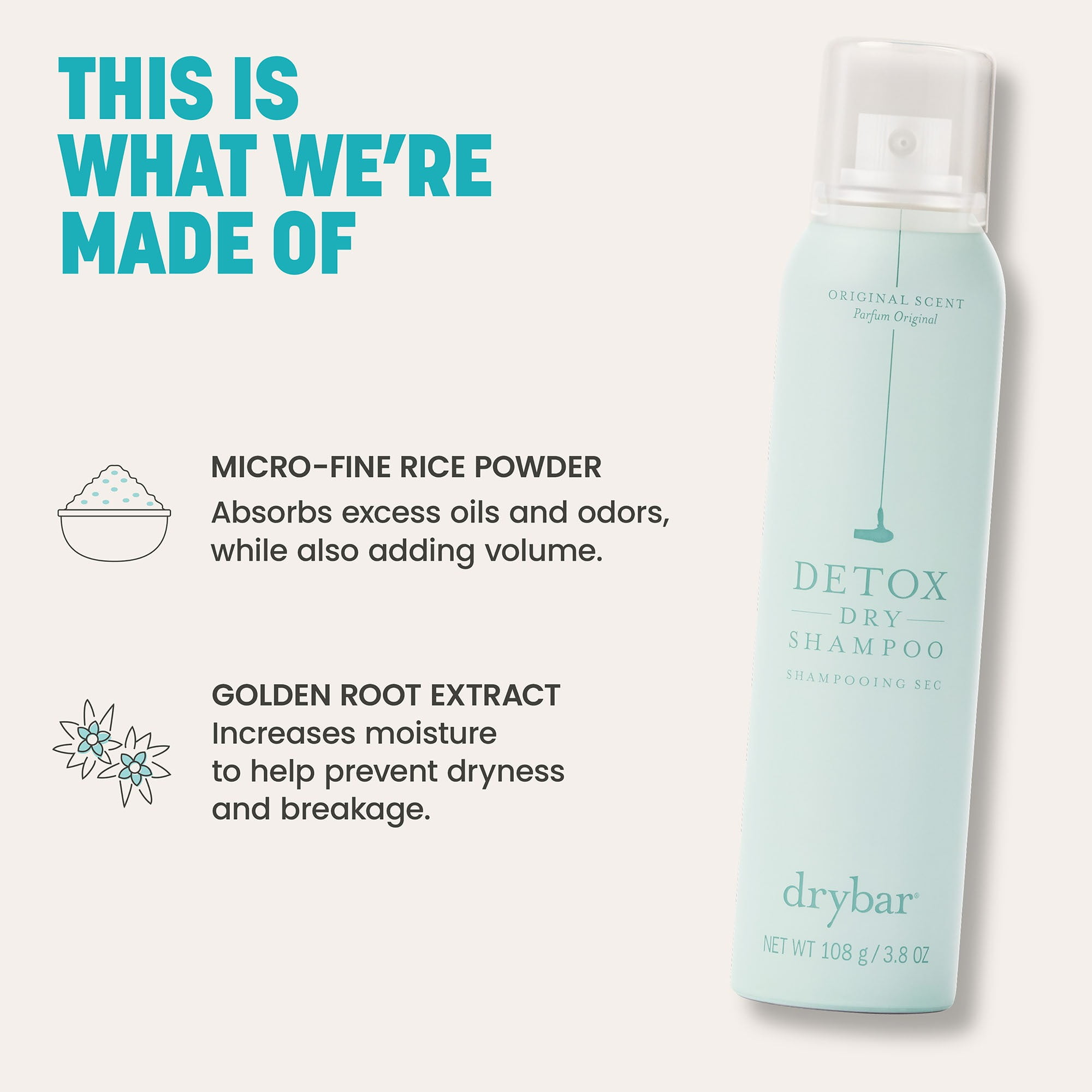 Drybar Detox Dry Shampoo Powder Hair Care Coconut Colada Scent, 3.8 oz