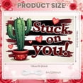 thumbnail image 2 of Cartoon Stuck on You Banner Red & Green Tone Romantic Backdrop Heart Print Potted Cactus Design Love Display for Valentine's Day Celebration Couple Anniversary Party Love Confession Occasion, 2 of 3