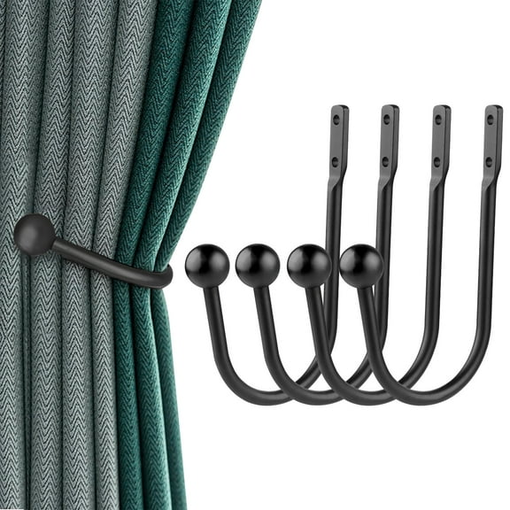 4Pcs Curtain Holdbacks Curtain Tiebacks Hooks Tie Backs for Curtains Curtain Holders for Wall Curtain Holder Curtain Tie Backs Wall Mount for Living Room, Bedroom and More