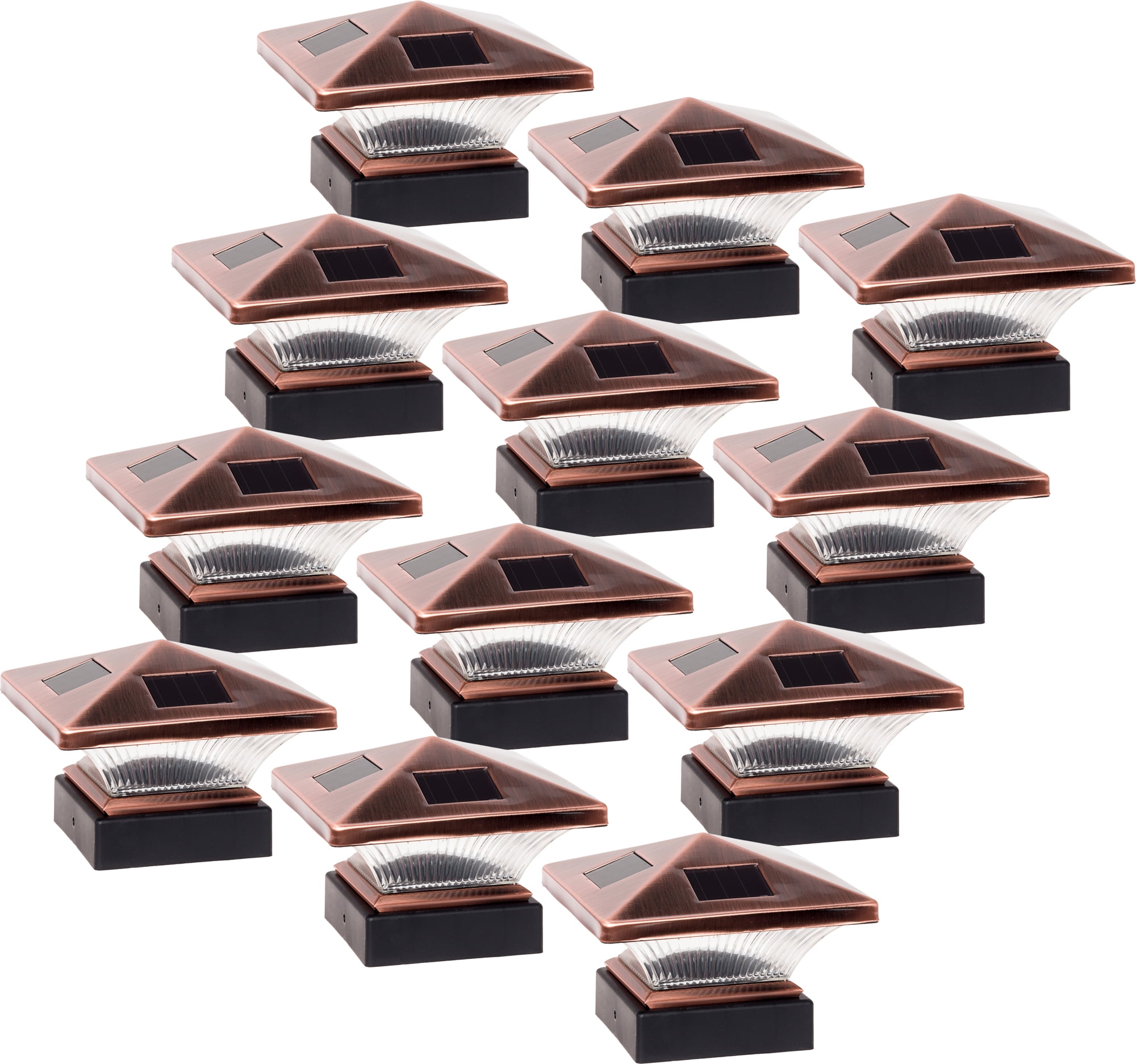 Copper 6 Pack Solar Powered Outdoor Garden Fence Post Cap LED Light for 5x5 PVC Posts