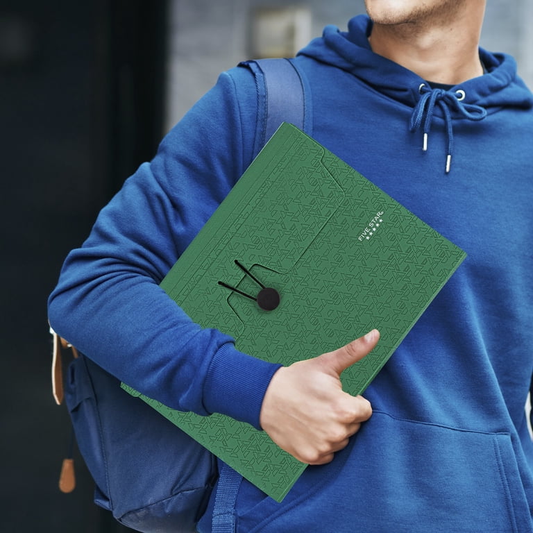 Five Star, Expanding File, 6-Pocket, 12 1/2 x 9 1/4 Forest Green