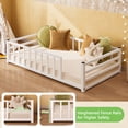 thumbnail image 5 of Bellemave Twin Size Montessori Floor Bed with Rails, Metal Low Profile Toddler Bed Frame with Slats, No Box Spring Needed（White), 5 of 8