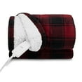thumbnail image 3 of Sunbeam Throw Red & Black Buffalo Plaid Microplush Sherpa (Faux Shearling), 4 Heat Settings, 4-Hour Auto Shut-Off, Electric Heated Blanket, 50” x 60”, 3 of 11