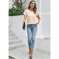thumbnail image 6 of Women Dressy Casual Tops Business Work Blouses Summer Shirts Short Sleeve Crew Neck Outfits, 6 of 7