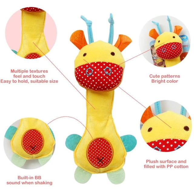 3 unids/set sonajeros de juguete suaves para bebé, juguetes con sonido de animales, juguetes para bebé de desarrollo temprano, regalo para recién nacido