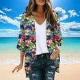 thumbnail image 6 of LIBRCLO Womens Swimsuit Cover-ups Beach Hawaiian Long Sleeved Cardigans Fashionable Casual Printed Tops, 6 of 6
