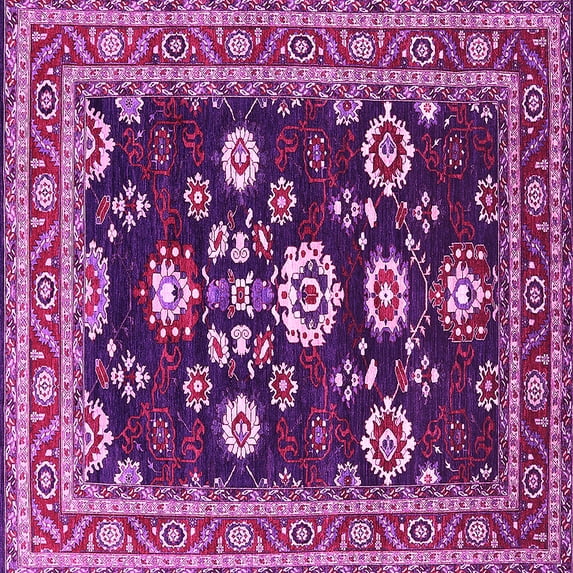 Ahgly Company Indoor Square Oriental Pink Industrial Area Rugs, 3' Square