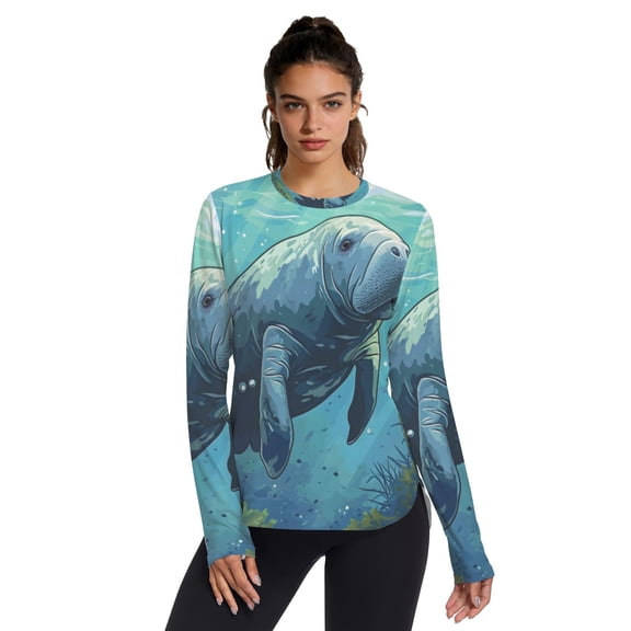 Manatee Women UPF 50 UV Shirts Long Sleeve with Thumb Holes Workout Sun Shirt Quick Dry Athletic Hiking Tops