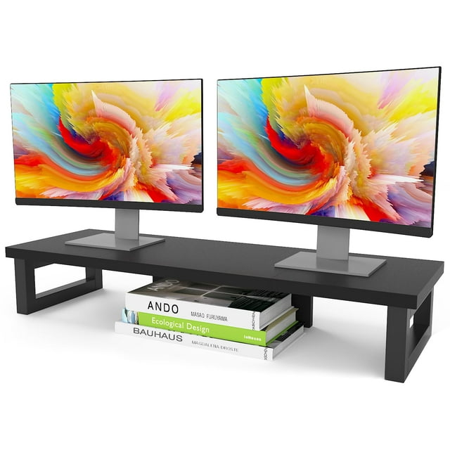 Soporte de doble monitor WESTREE de madera y acero para 2 monitores