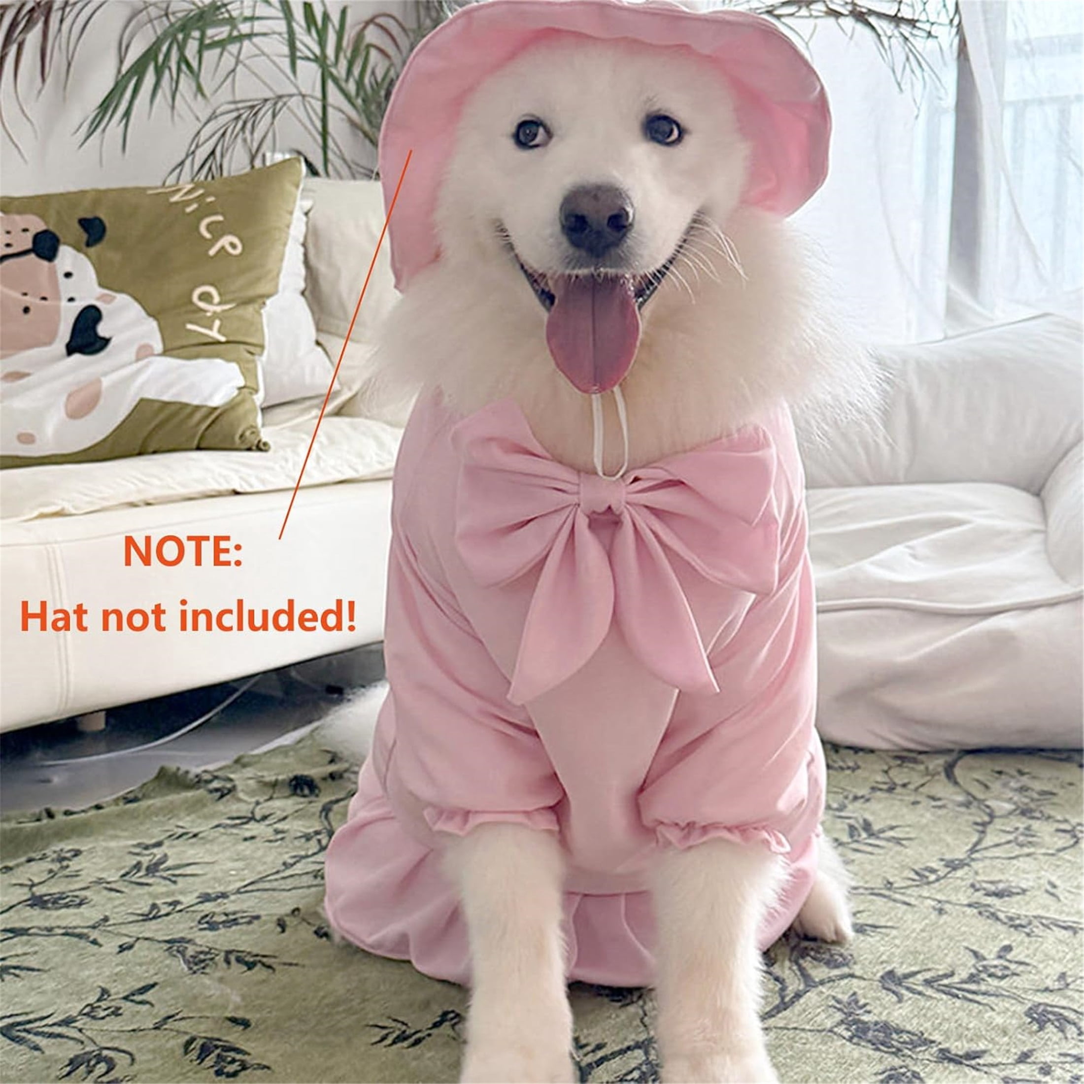 HQREA Pink Dog Princess Dresses for Large Dogs Girl with Bowknot Pretty Summer Valentine Outfit Wedding Birthday Skirt