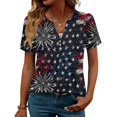 thumbnail image 2 of LWavelet Fourth of July Shirts for Women Short Sleeve Tops V-Neck Casual Patriotic Fireworks Star Graphic Tee Black L, 2 of 7