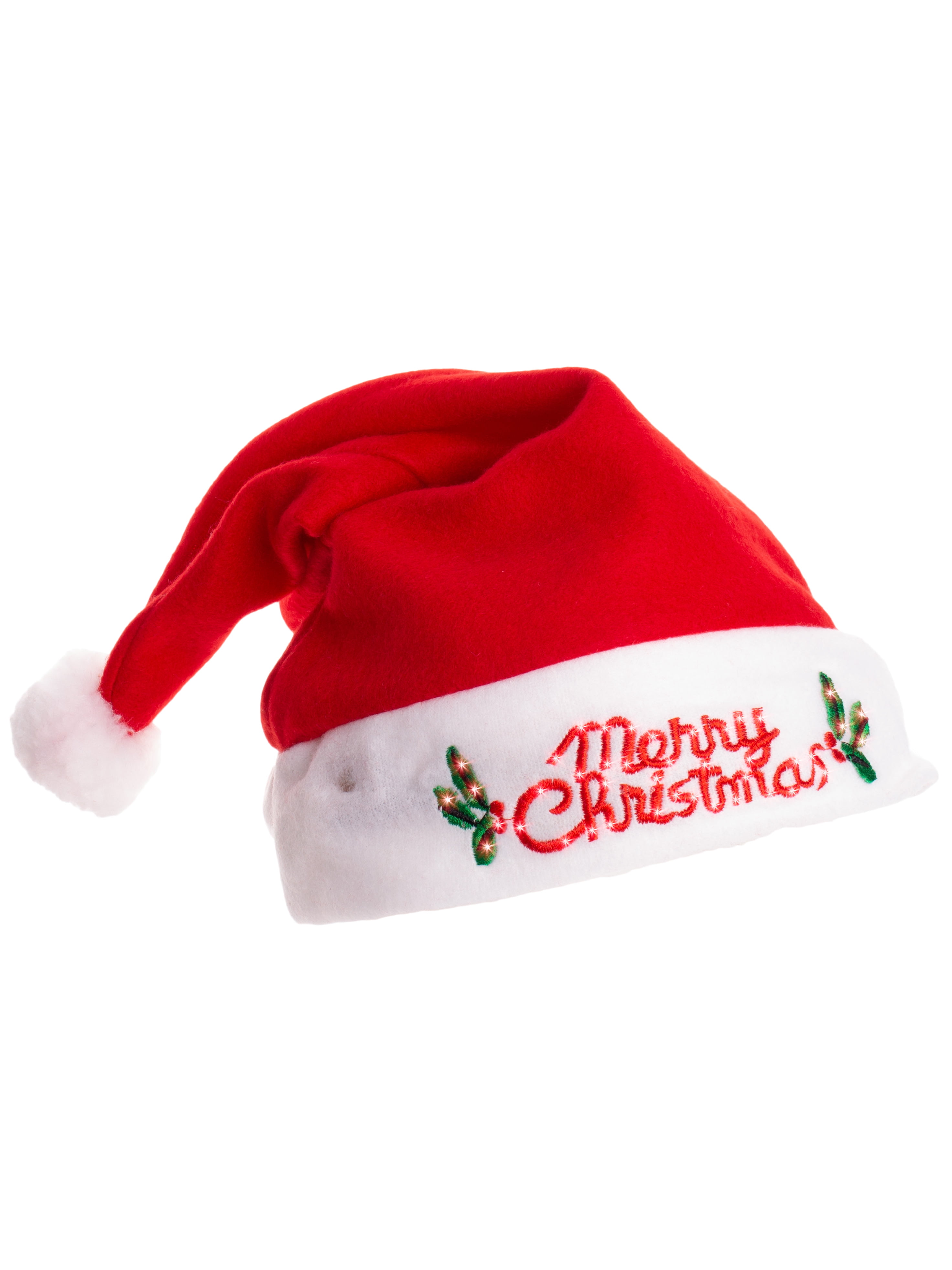 Light Up Christmas Hat T6M1 New Santa Hat with Flashing Lights Adult Size 