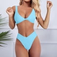 thumbnail image 2 of TAIAOJING Womens Bikini Set Two Piece Bikini Set For Solid V Neck Knot Front Push Up High Leg Thong Two Piece Swimsuit, 2 of 5