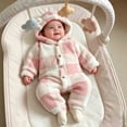 thumbnail image 7 of Bovxnpu Newborn Bodysuits Toddler Kids Winter Fleece Hooded FooTied Romper Jumpsuit Bottoms, 7 of 7