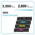 thumbnail image 3 of 305A 305X Compatible Toner Cartridge for 305A CE410A Pro 400 Color MFP M451nw M451dn M451dw M475dw M475dn Pro 300 MFP M375nw M351A Replacement Printer Ink Black Cyan Magenta Yellow, 4-Pack, 3 of 9
