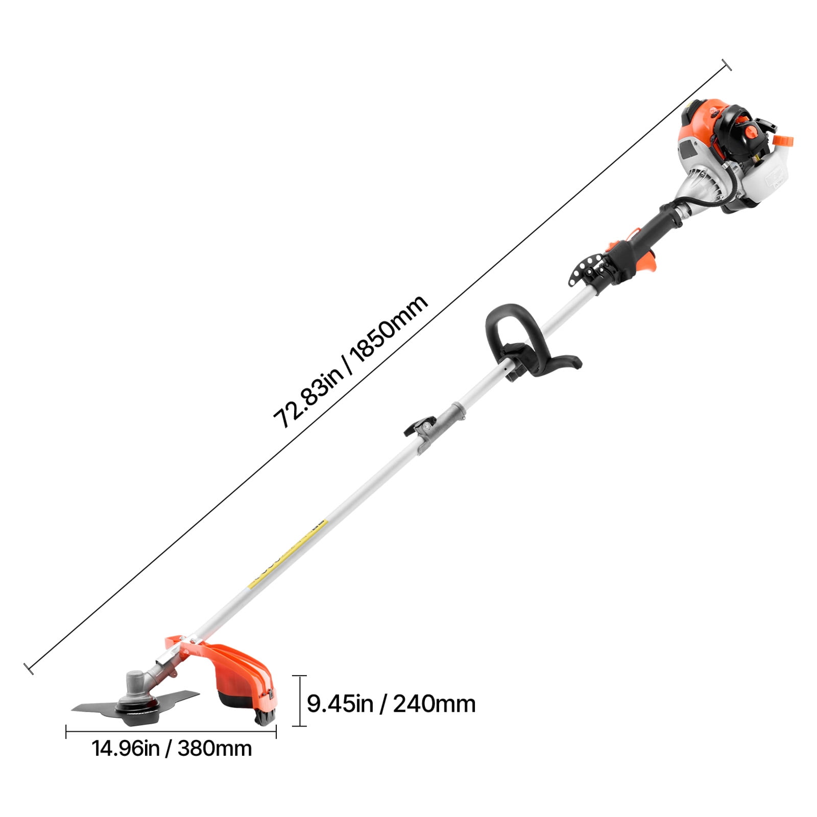 KFFKFF Gas-Powered String Trimmer, 25.2CC 2-Stroke Engine, Cordless Grass Cutter with 16.9" Cutting Width, Multi-Purpose Lawn Edger Featuring Shoulder Strap & 3T Blade for Efficient Grass Maintenance